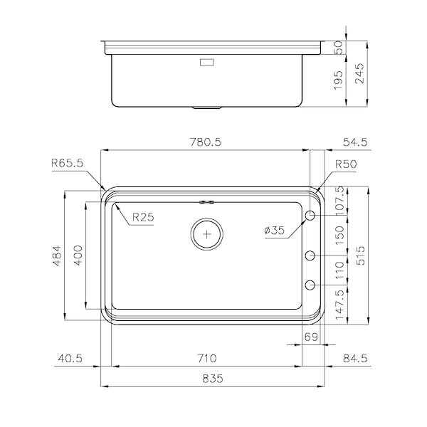 Lavello Triplo Invaso Workstation -  Sottotop