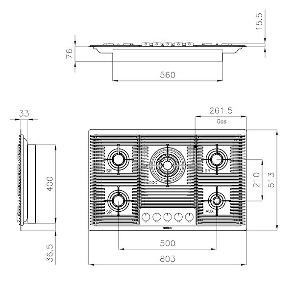Piano cottura Milanello Gun Metal 5F