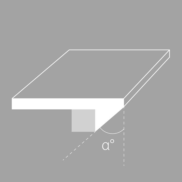 BORDO INCLINATO SUPPORTATO a spessore 12 mm <br> <br> Corian <br> Betacryl <br> HPL <br> Fenix